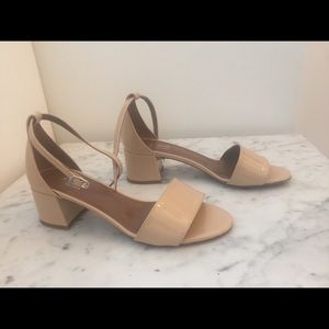 Leather sandal heel.